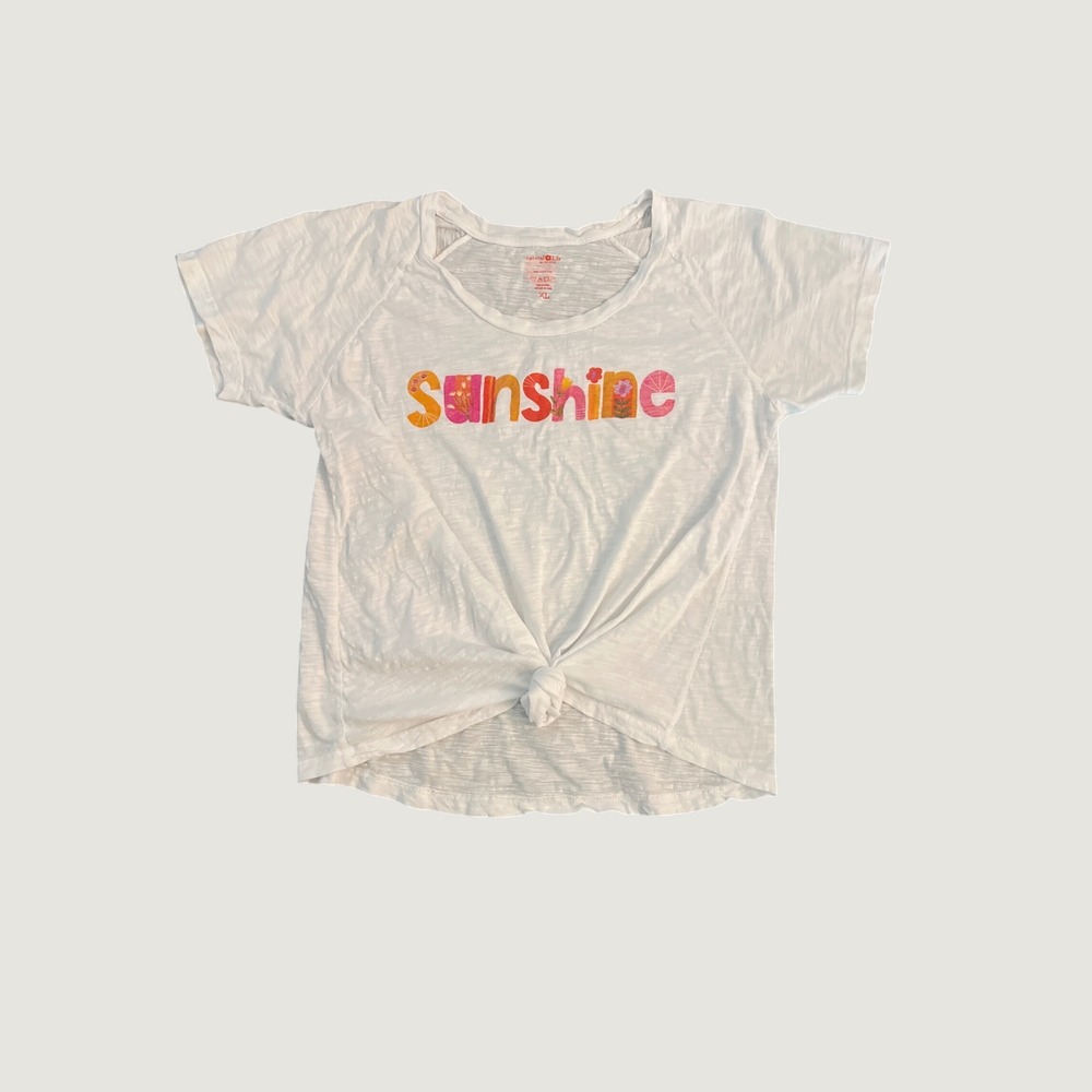 Natural Life Sunshine Graphic Slub Knit T-Shirt White Front Knot XL
